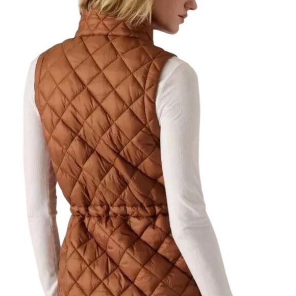 Athleta Whisper Featheress Full Zip Puffer Vest Jacket Sequoia Brown Size S NWT - Picture 2 of 6